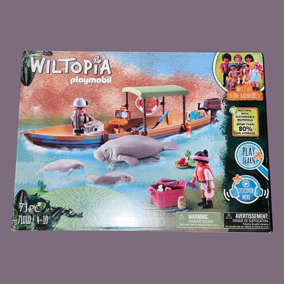 NIB Playmobil Wiltopia Boat Trip to the Manatees Animals Sustainable Toy 71010 - Picture 1 of 5